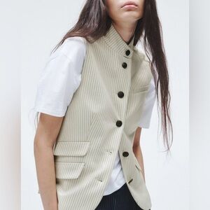 Rag & Bone Slade Ponte Vest Ivory Stripe
